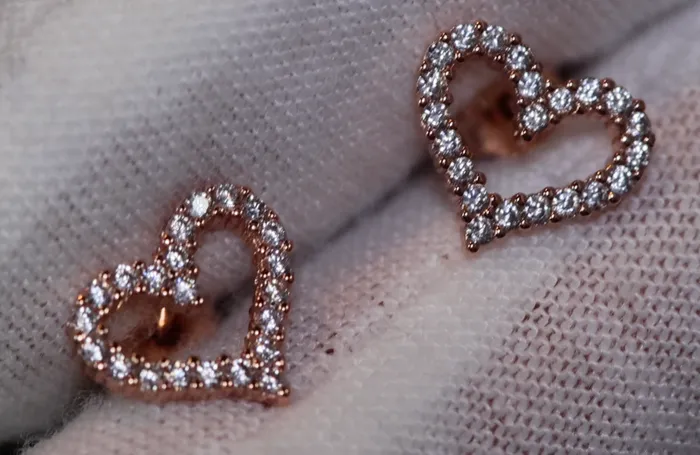 Lab Diamonds London Earrings Rose Gold Diamond Heart Ear Studs Rose Gold Ear Studs Heart Ear Studs