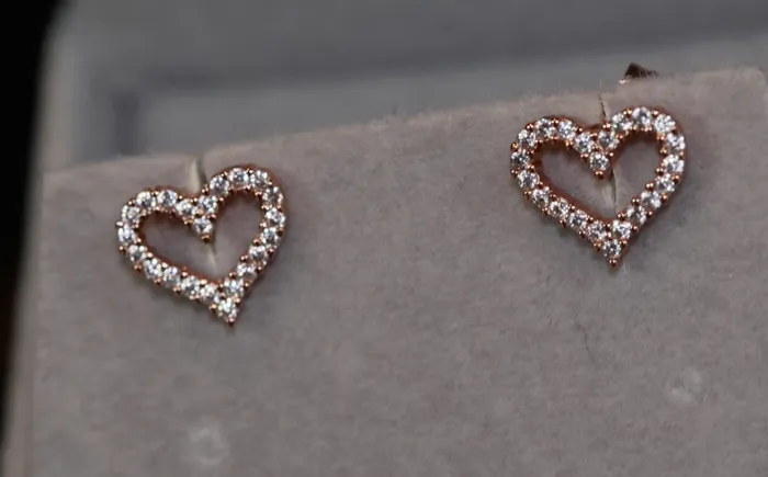 Lab Diamonds London Earrings Rose Gold Diamond Heart Ear Studs Rose Gold Ear Studs Heart Ear Studs