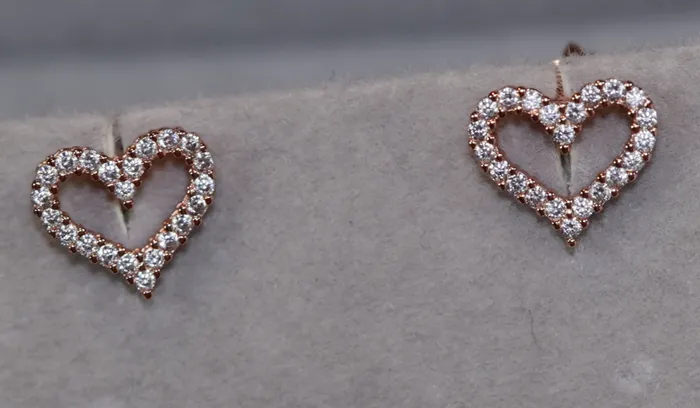 Lab Diamonds London Earrings Rose Gold Diamond Heart Ear Studs Rose Gold Ear Studs Heart Ear Studs