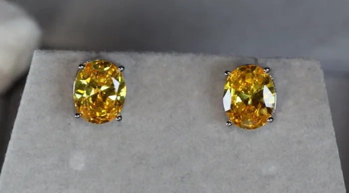 Lab Diamonds London Earrings Yellow Oval Cut Diamond Ear Studs Womens Yellow Diamond Ear Studs