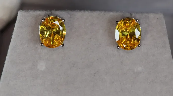 Lab Diamonds London Earrings Yellow Oval Cut Diamond Ear Studs Womens Yellow Diamond Ear Studs