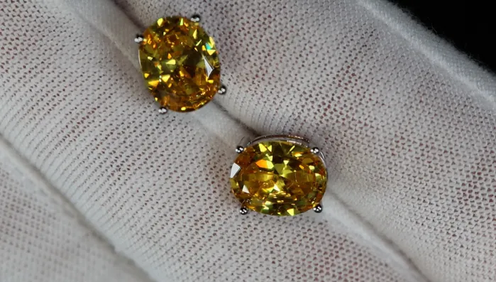 Lab Diamonds London Earrings Yellow Oval Cut Diamond Ear Studs Womens Yellow Diamond Ear Studs