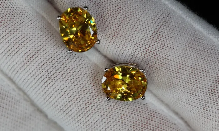 Lab Diamonds London Earrings Yellow Oval Cut Diamond Ear Studs Womens Yellow Diamond Ear Studs