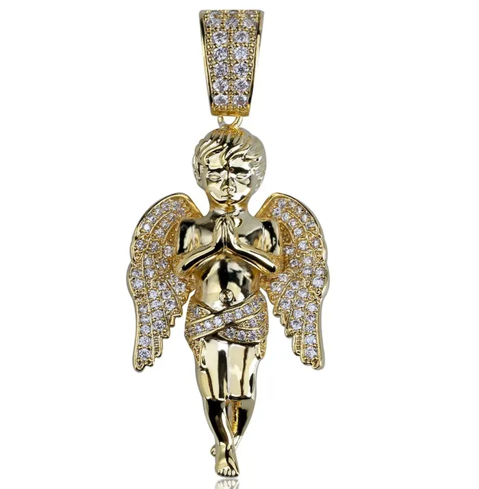 Lab Diamonds London Necklaces Angel Pendant Iced Out Pendant Angel Pendants Diamond Cherub Pendant Iced Necklace Angel Necklace Hip Hop Chain Iced Jewellery