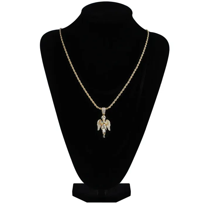 Lab Diamonds London Necklaces Angel Pendant Iced Out Pendant Angel Pendants Diamond Cherub Pendant Iced Necklace Angel Necklace Hip Hop Chain Iced Jewellery