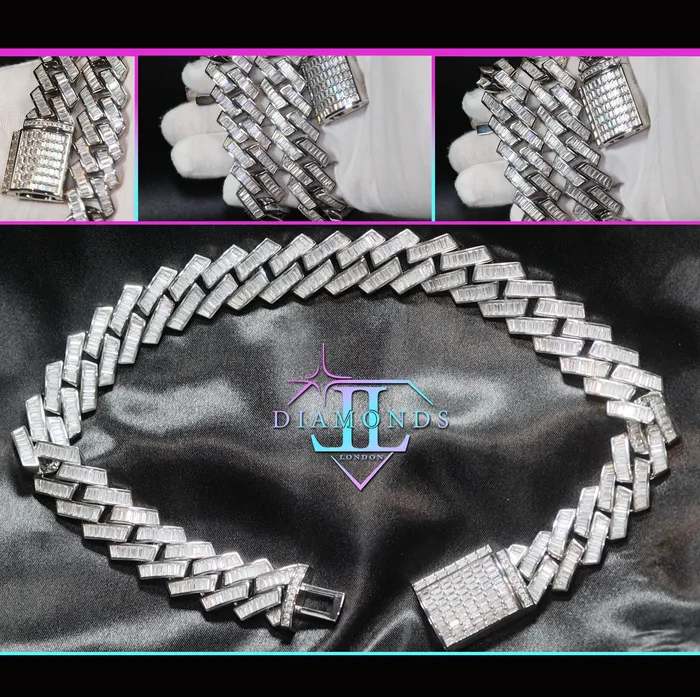 Lab Diamonds London Necklaces Iced Out Chain Iced Out Necklace Iced Out Jewelry Mens Iced Out Chain Cuban Link Chain Mens Chain Baguette Chain Hip Hop Chain