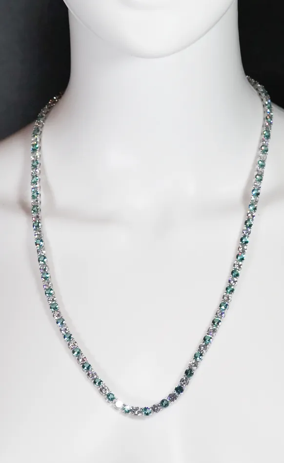 Lab Diamonds London Necklaces Tennis Chain Green Diamond Tennis Chain Tennis Necklace Mens Tennis Chain Womens Tennis Chain Mint Green Tennis Chain Iced Chain