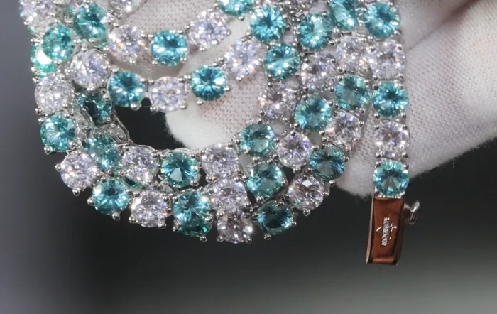 Lab Diamonds London Necklaces Tennis Chain Green Diamond Tennis Chain Tennis Necklace Mens Tennis Chain Womens Tennis Chain Mint Green Tennis Chain Iced Chain