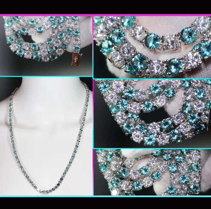 Lab Diamonds London Necklaces Tennis Chain Green Diamond Tennis Chain Tennis Necklace Mens Tennis Chain Womens Tennis Chain Mint Green Tennis Chain Iced Chain