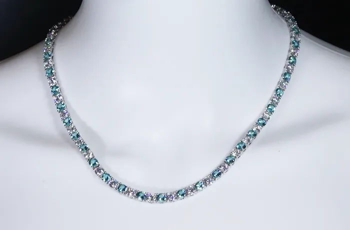Lab Diamonds London Necklaces Tennis Chain Green Diamond Tennis Chain Tennis Necklace Mens Tennis Chain Womens Tennis Chain Mint Green Tennis Chain Iced Chain