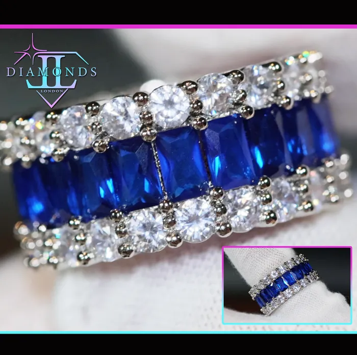 Lab Diamonds London Rings Sapphire Blue Diamond Ring Blue Baguette Diamond Ring Mens blue diamond eternity ring Lab Diamonds London Rings Sapphire Blue Diamond Ring Blue Baguette Diamond Ring Mens blue diamond eternity ring