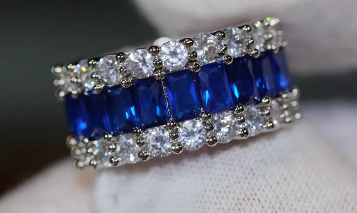 Lab Diamonds London Rings Sapphire Blue Diamond Ring Blue Baguette Diamond Ring Mens blue diamond eternity ring