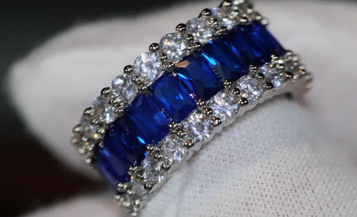 Lab Diamonds London Rings Sapphire Blue Diamond Ring Blue Baguette Diamond Ring Mens blue diamond eternity ring