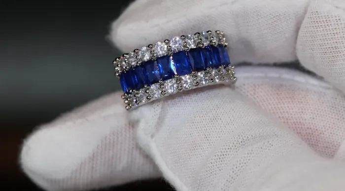 Lab Diamonds London Rings Sapphire Blue Diamond Ring Blue Baguette Diamond Ring Mens blue diamond eternity ring
