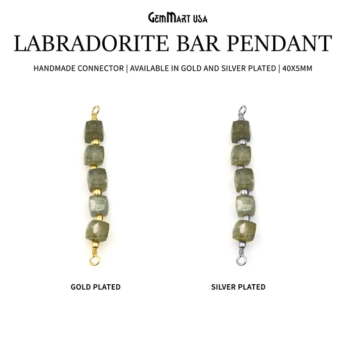 Labradorite Bar Pendant 40x5mm Line Necklace Connector Wire Wrapped GemmartUSA Necklaces Labradorite Bar Pendant 40x5mm Line Necklace Connector Wire Wrapped GemmartUSA Necklaces