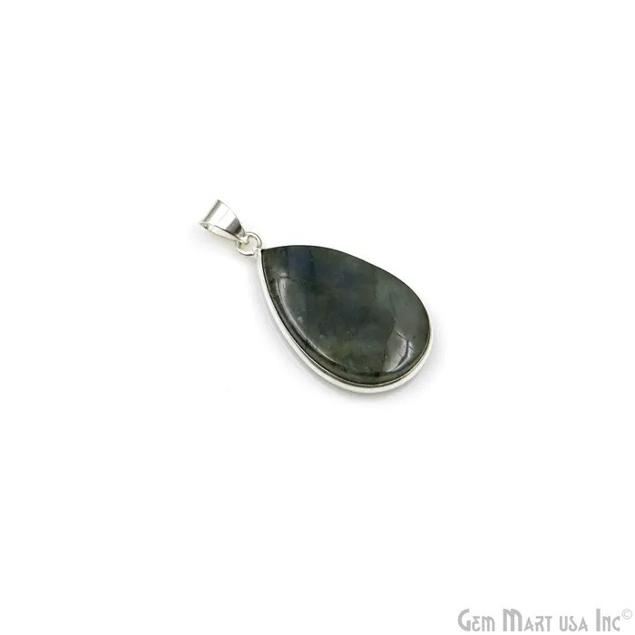 Labradorite Gemstone Pears 37x21mm Sterling Silver Necklace Pendant 1PC GemMartUSA Necklaces Labradorite Gemstone Pears 37x21mm Sterling Silver Necklace Pendant 1PC GemMartUSA Necklaces