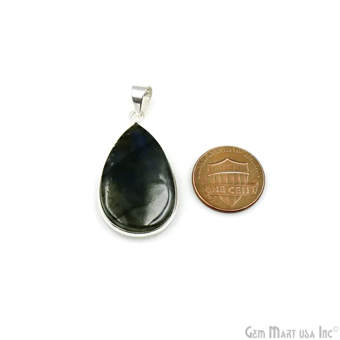 Labradorite Gemstone Pears 37x21mm Sterling Silver Necklace Pendant 1PC GemMartUSA Necklaces