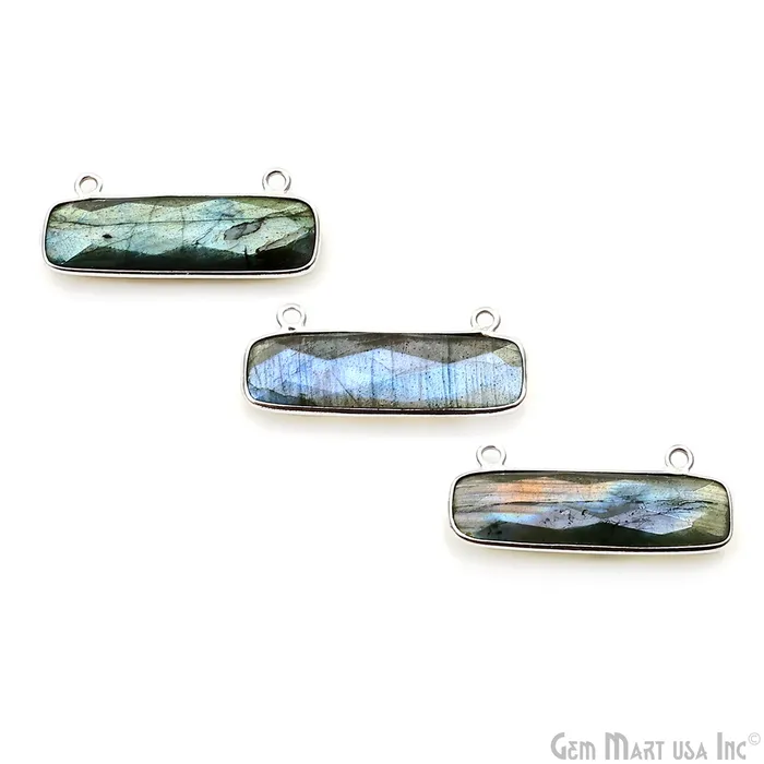 Labradorite Rectangle Bar 29x11mm Silver Plated Gemstone Connector GemMartUSA Rings Labradorite Rectangle Bar 29x11mm Silver Plated Gemstone Connector GemMartUSA Rings