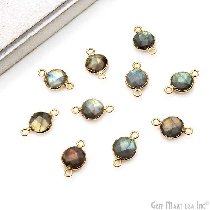 Labradorite Round 10mm Gold Electroplated Double Bail Gemstone Connector GemMartUSA Rings Labradorite Round 10mm Gold Electroplated Double Bail Gemstone Connector GemMartUSA Rings