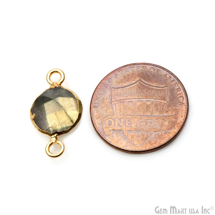 Labradorite Round 10mm Gold Electroplated Double Bail Gemstone Connector GemMartUSA Rings