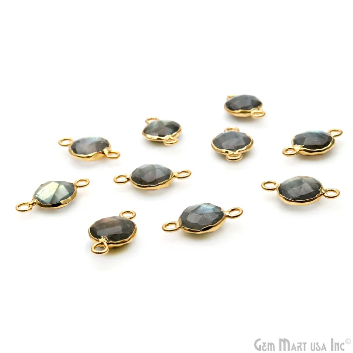 Labradorite Round 10mm Gold Electroplated Double Bail Gemstone Connector GemMartUSA Rings