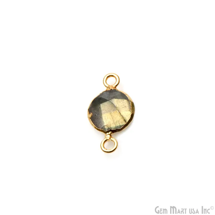 Labradorite Round 10mm Gold Electroplated Double Bail Gemstone Connector GemMartUSA Rings