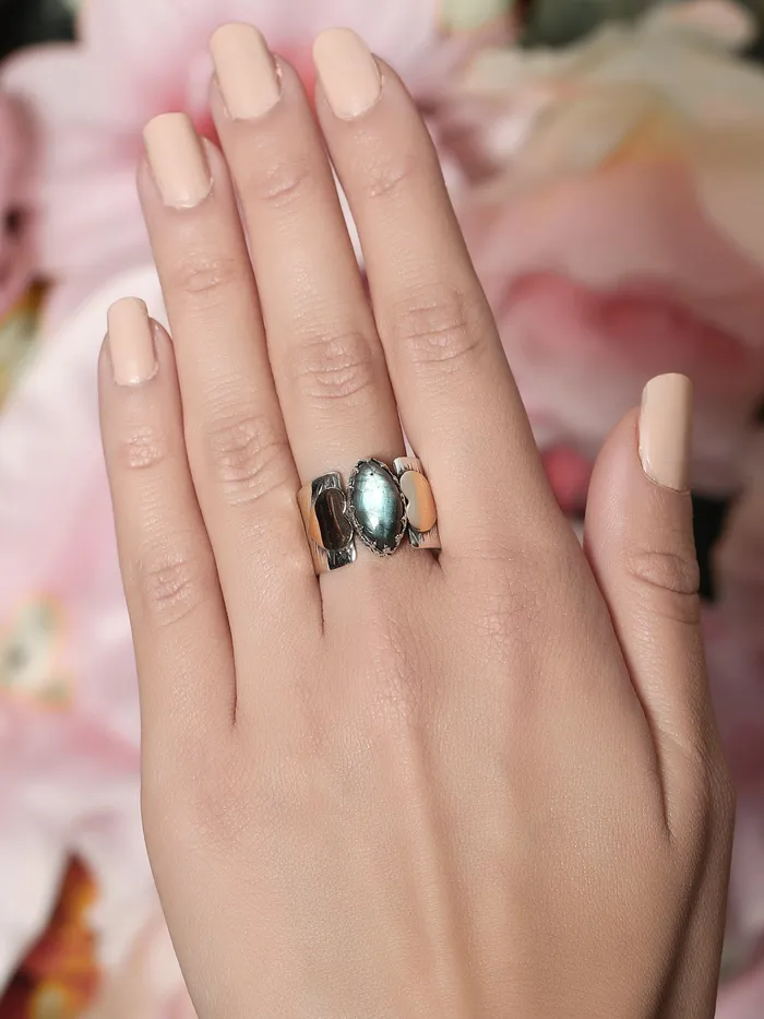Labradorite Solid 925 Sterling Silver Brass Ring Jewelry YoTreasure Rings