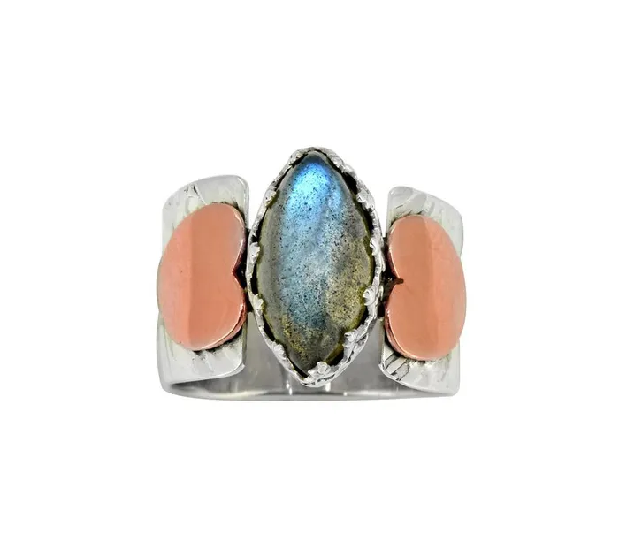 Labradorite Solid 925 Sterling Silver Brass Ring Jewelry YoTreasure Rings