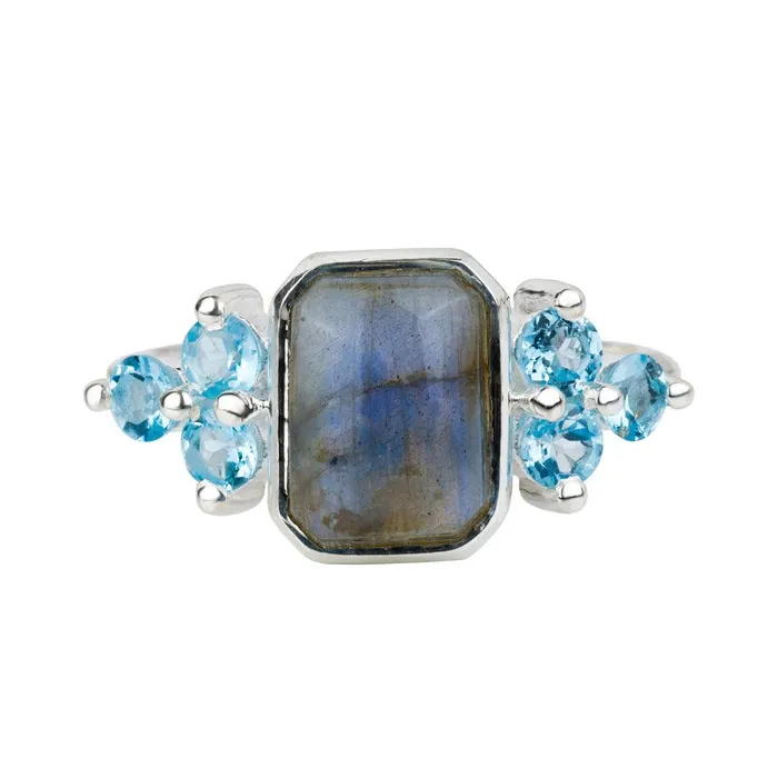 Labradorite Swiss Blue Topaz Solid 925 Sterling Silver Promise Ring YoTreasure Rings Labradorite Swiss Blue Topaz Solid 925 Sterling Silver Promise Ring YoTreasure Rings