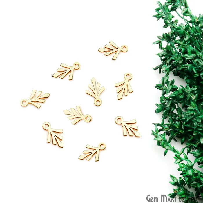 Leaf Shape Gold Plated 157x10mm Finding Laser Jewelry Charm GemMartUSA Charm Necklaces