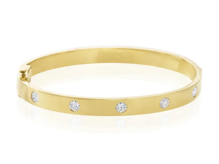 Louis Tamis Bracelets 18k Yellow Gold 100ctw Flush Set Diamond Bangle Bracelet I7837 Louis Tamis Bracelets 18k Yellow Gold 100ctw Flush Set Diamond Bangle Bracelet I7837