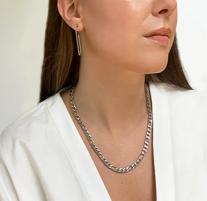 Mai Dsire Necklaces BROOKLYN SILVER FIGARO CHAIN NECKLACE