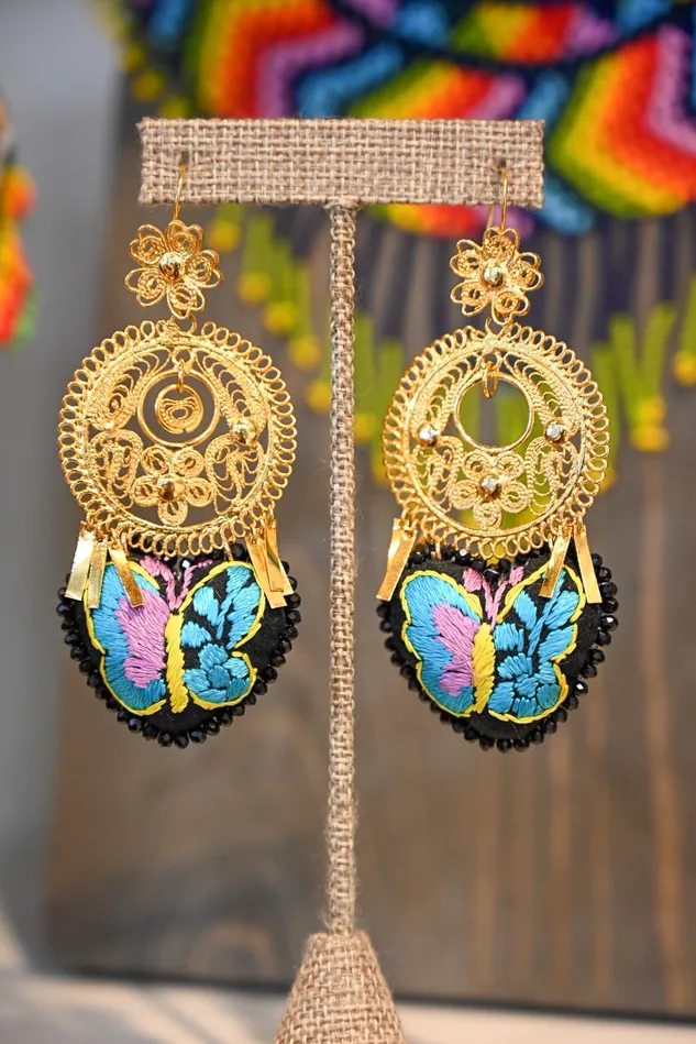 Mariposa Heart Earrings Folklore Tradition Earrings