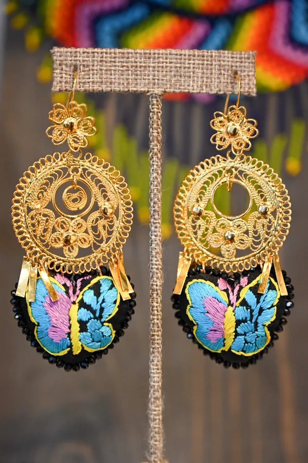 Mariposa Heart Earrings Folklore Tradition Earrings