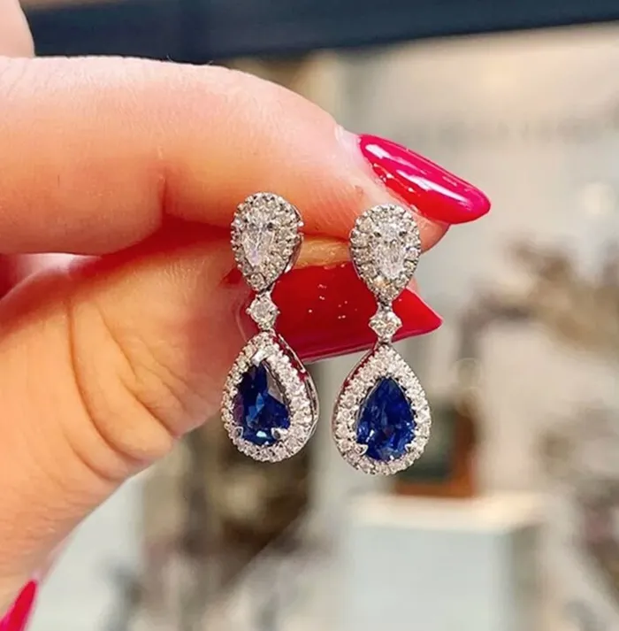 Minx London Earrings Pear Shape Earrings Teardrop Earrings Diamond Earrings Diamond Earrings Teardrop Earrings Womens Diamond Earrings Blue Earrings