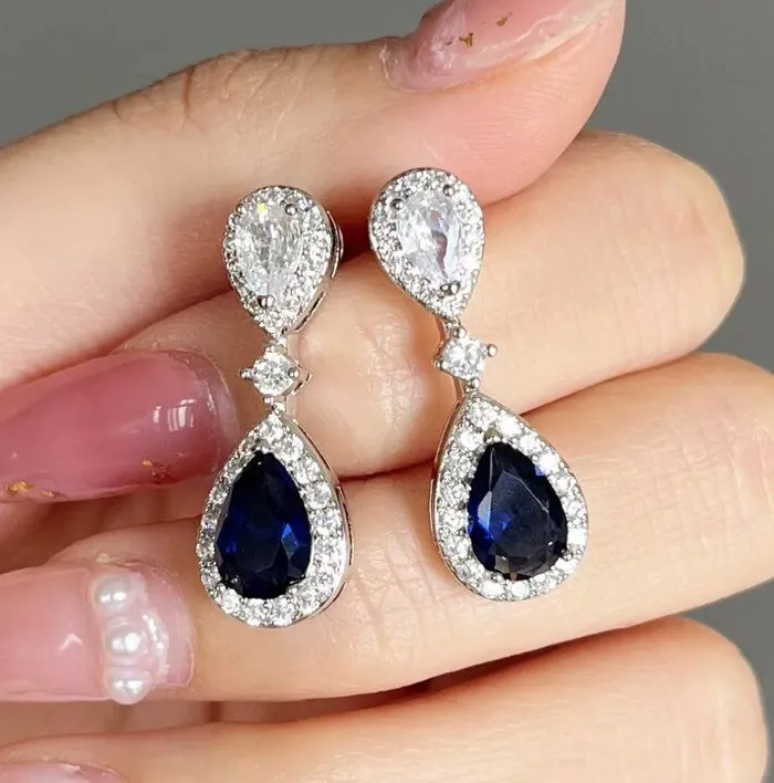 Minx London Earrings Pear Shape Earrings Teardrop Earrings Diamond Earrings Diamond Earrings Teardrop Earrings Womens Diamond Earrings Blue Earrings