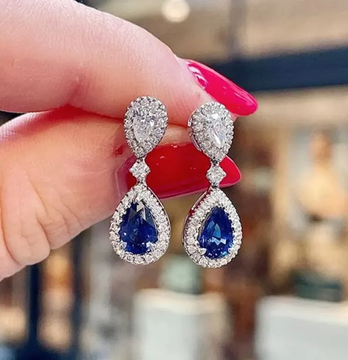 Minx London Earrings Pear Shape Earrings Teardrop Earrings Diamond Earrings Diamond Earrings Teardrop Earrings Womens Diamond Earrings Blue Earrings