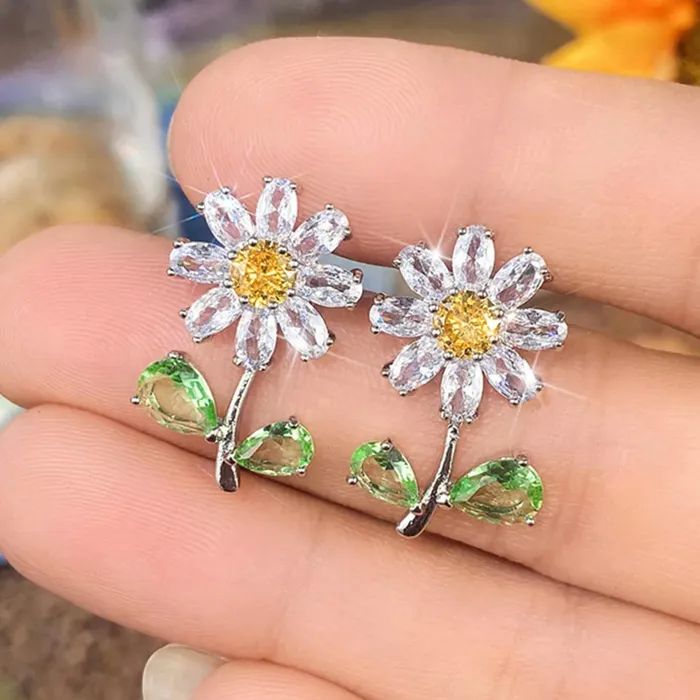 Minx London Earrings Womens Earrings Yellow Diamond Earrings Diamond Earrings Diamond Ear Studs Flower Earrings Womens Ear Studs Floral Ear Studs