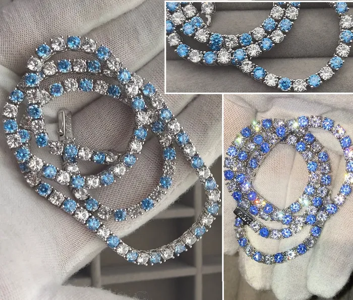 Minx London Necklaces Tennis Chain Blue Diamond Tennis Chain Tennis Necklace Mens Tennis Chain Womens Tennis Chain Diamond Tennis Chain Iced Out Chain