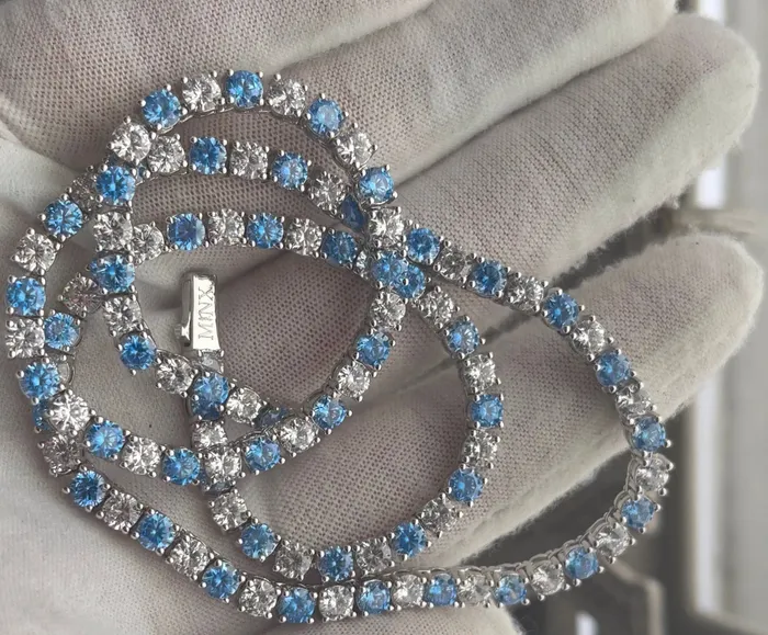 Minx London Necklaces Tennis Chain Blue Diamond Tennis Chain Tennis Necklace Mens Tennis Chain Womens Tennis Chain Diamond Tennis Chain Iced Out Chain