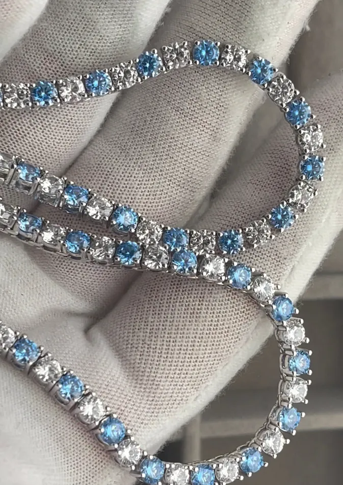 Minx London Necklaces Tennis Chain Blue Diamond Tennis Chain Tennis Necklace Mens Tennis Chain Womens Tennis Chain Diamond Tennis Chain Iced Out Chain