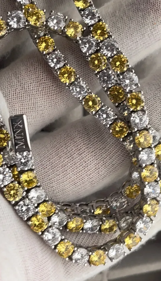 Minx London Necklaces Tennis Chain Yellow Diamond Tennis Chain Tennis Necklace Yellow Diamond Necklace Tennis Chain Hip Hop Necklace Iced Out Chain