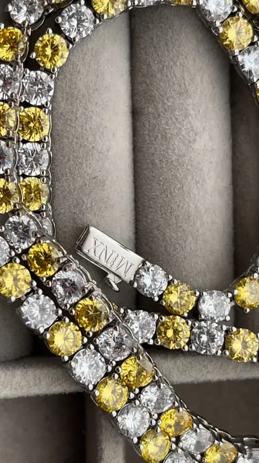 Minx London Necklaces Tennis Chain Yellow Diamond Tennis Chain Tennis Necklace Yellow Diamond Necklace Tennis Chain Hip Hop Necklace Iced Out Chain