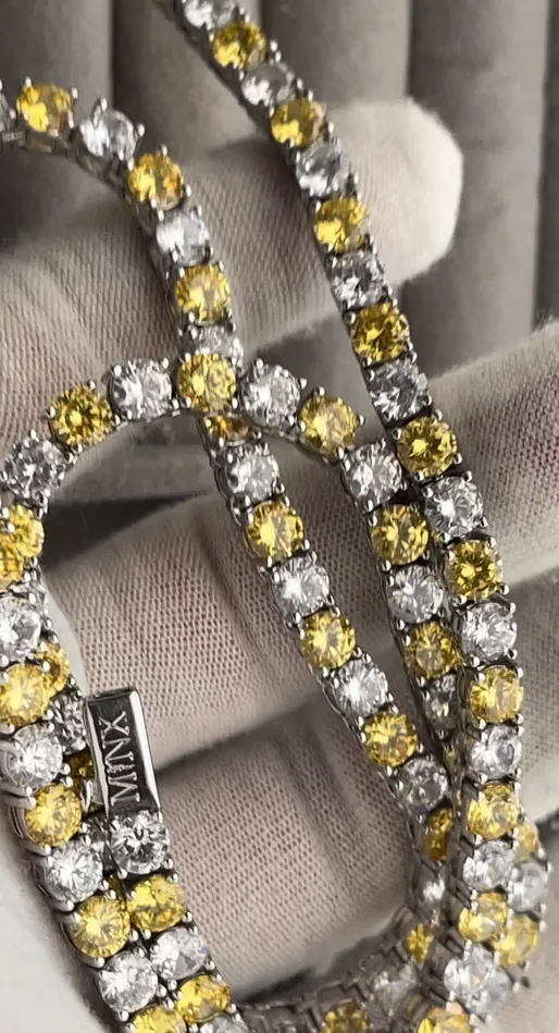 Minx London Necklaces Tennis Chain Yellow Diamond Tennis Chain Tennis Necklace Yellow Diamond Necklace Tennis Chain Hip Hop Necklace Iced Out Chain