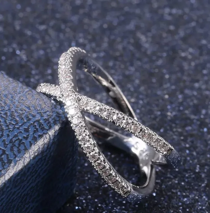 Minx London Rings Fashion Ring Cross Ring Diamond Cross Ring X Shape Ring Wrapped Ring Twist Ring Stackable Ring Charm Ring Nightclub Ring