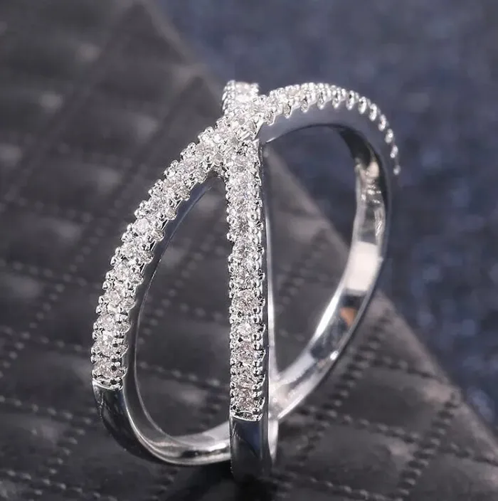 Minx London Rings Fashion Ring Cross Ring Diamond Cross Ring X Shape Ring Wrapped Ring Twist Ring Stackable Ring Charm Ring Nightclub Ring