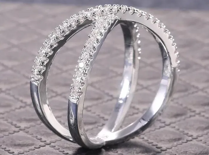 Minx London Rings Fashion Ring Cross Ring Diamond Cross Ring X Shape Ring Wrapped Ring Twist Ring Stackable Ring Charm Ring Nightclub Ring