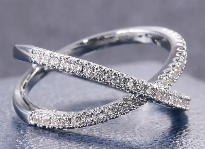 Minx London Rings Fashion Ring Cross Ring Diamond Cross Ring X Shape Ring Wrapped Ring Twist Ring Stackable Ring Charm Ring Nightclub Ring