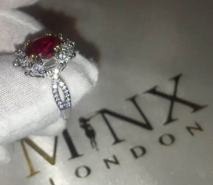 Minx London Ruby Ring Red Diamond Ring Womens Red Diamond Ring Ruby Engagement Ring Ruby Diamond Ring Ruby Wedding Ring Red Engagement Ring Rings
