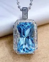 Minx London Womens Necklace Blue Emerald Necklace Aquamarine Diamond Necklace Blue Diamond Pendant Emerald Diamond Pendant Emerald Pendant Necklaces